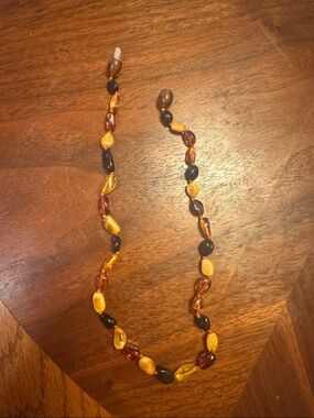 Amber-Tone Beaded Necklace, for babies - Multicolor Baltic Style